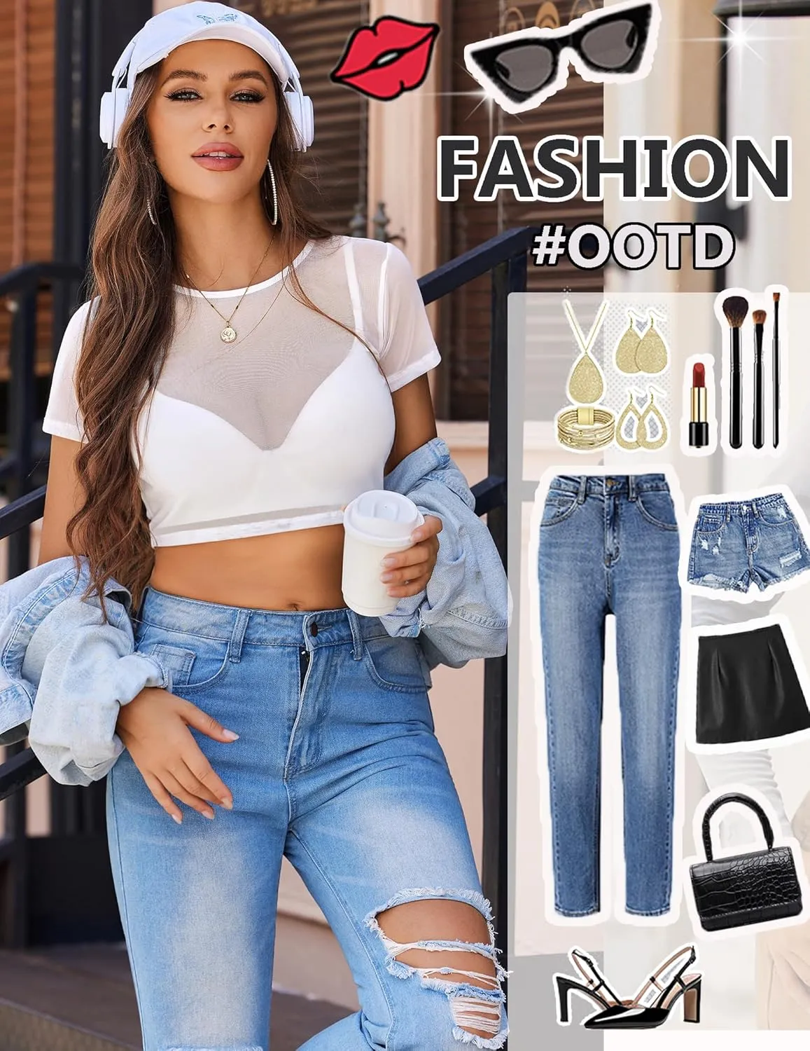 Avidlove Mesh Crop Top for Women Short Sleeve Bodycon Tees Y2k See Through Blouse O Neck Clubwear