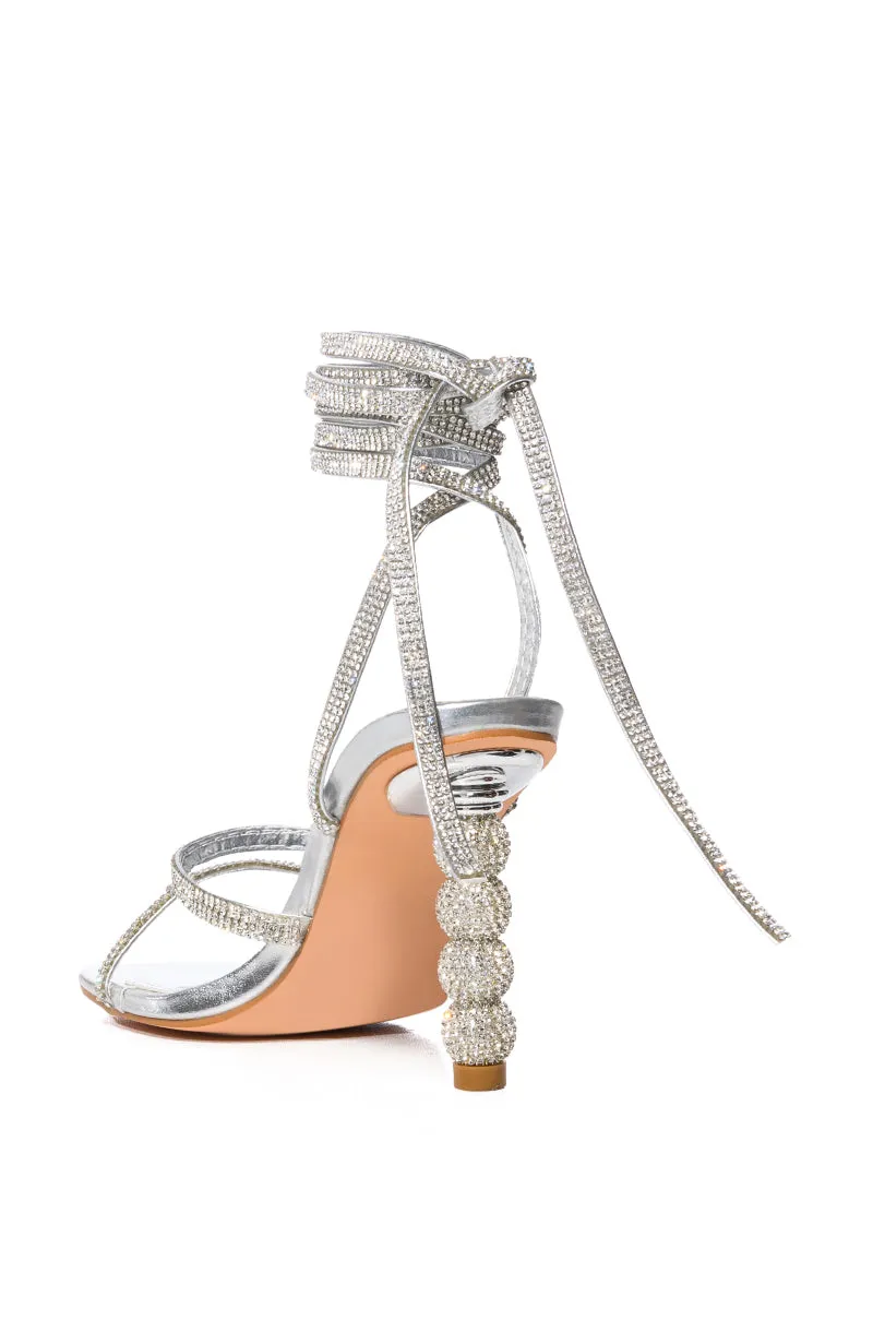 AZALEA WANG LIVANA SILVER RHINESTONE HEEL