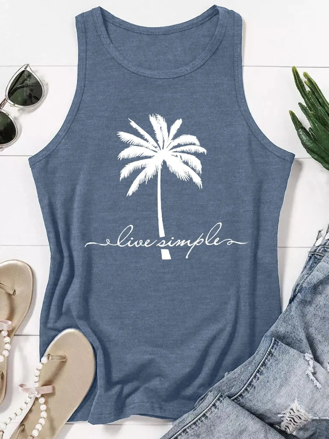 Binshre Tank Tops Women Hawaiian Beach Graphic Tank Tops Summer Casual Tanks Vest Country Music Vintage Tank Cami