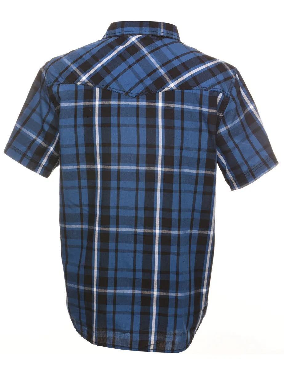 Blue Checked Short Sleeve Shirt - M