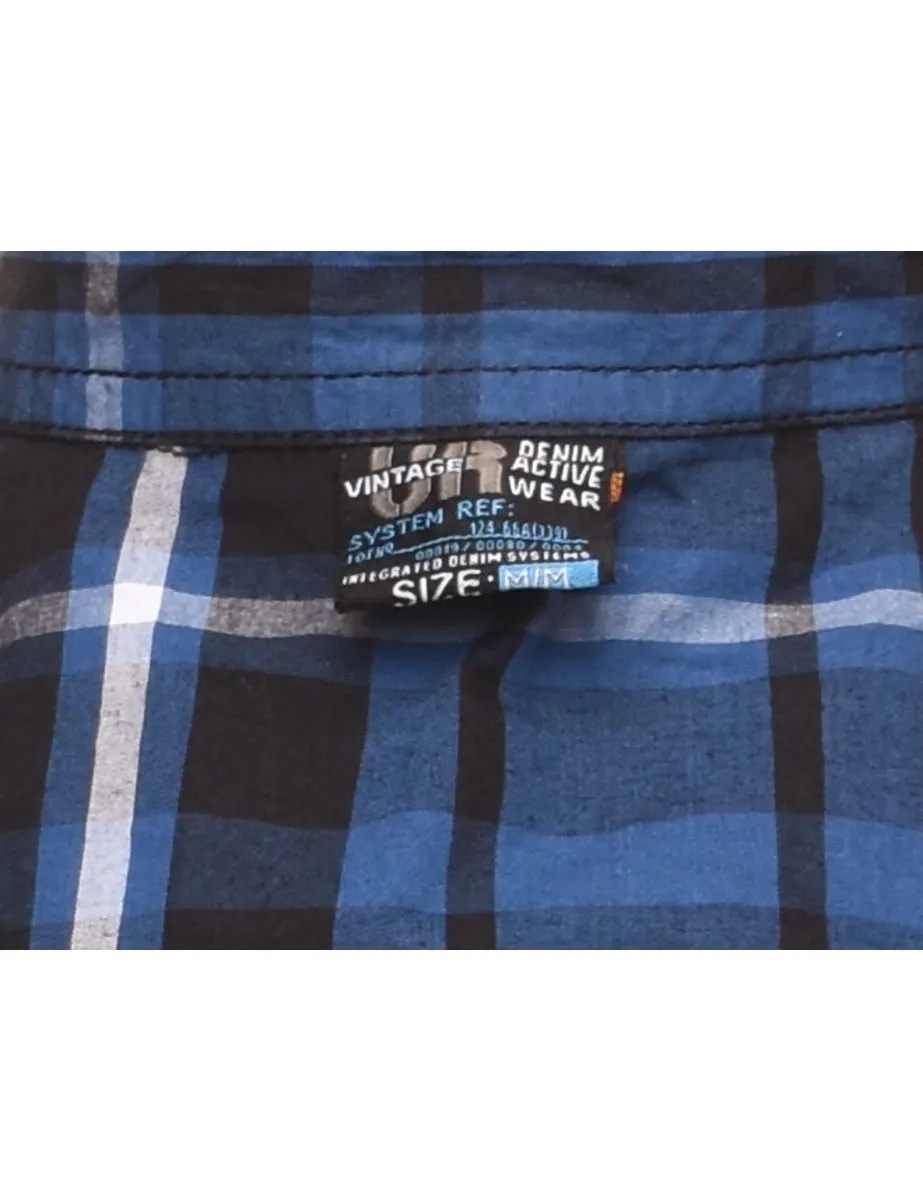 Blue Checked Short Sleeve Shirt - M