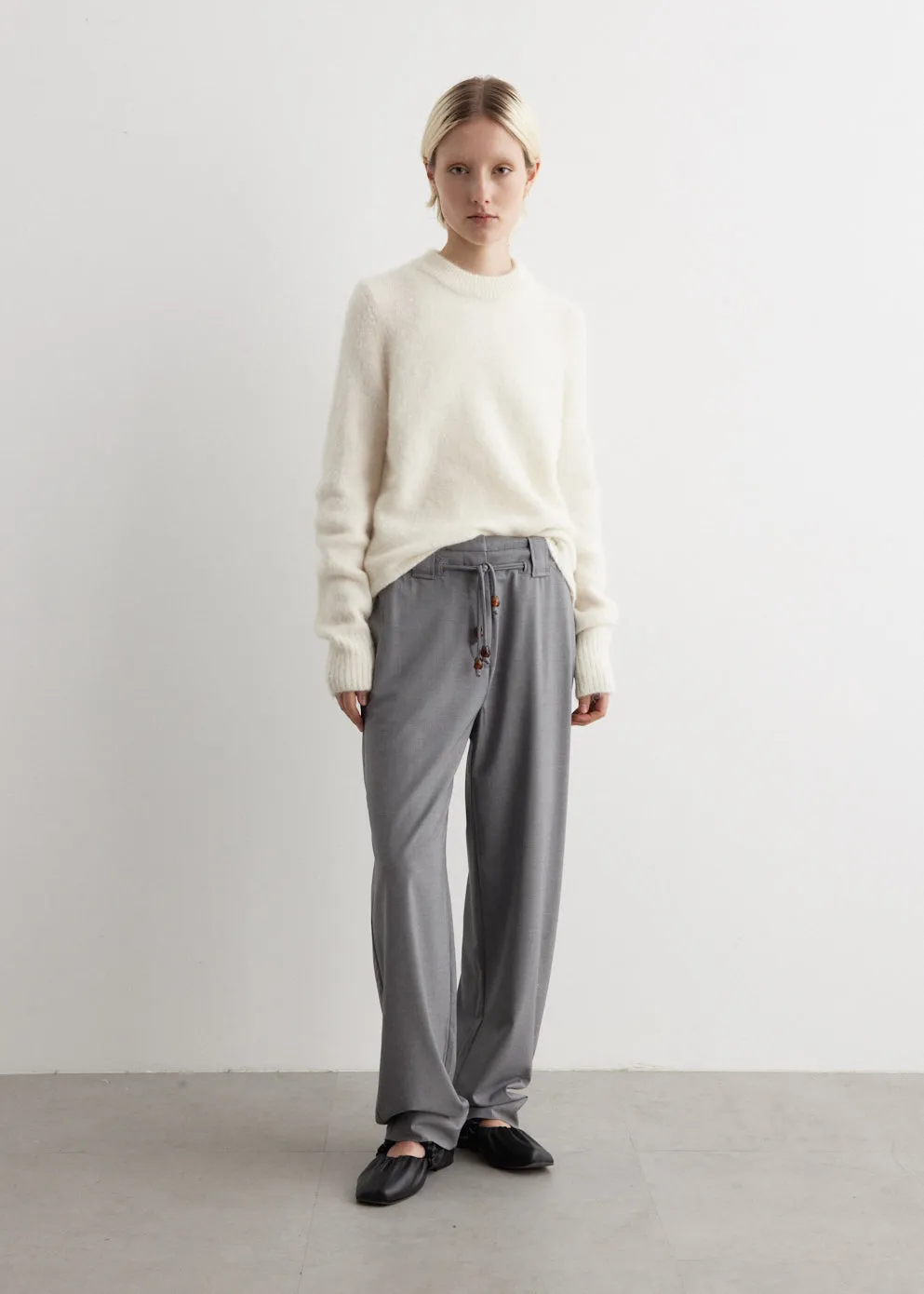 Brushed Alpaca O-Neck Knit