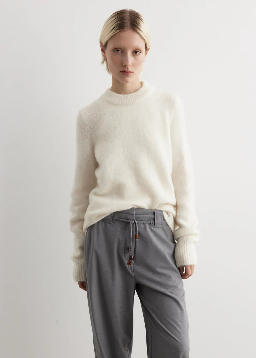 Brushed Alpaca O-Neck Knit