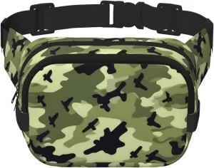 Camo Green Everywhere Belt Bag For Women Men, Zipper Pockets Crossbody Fanny For Hiking, Cycling