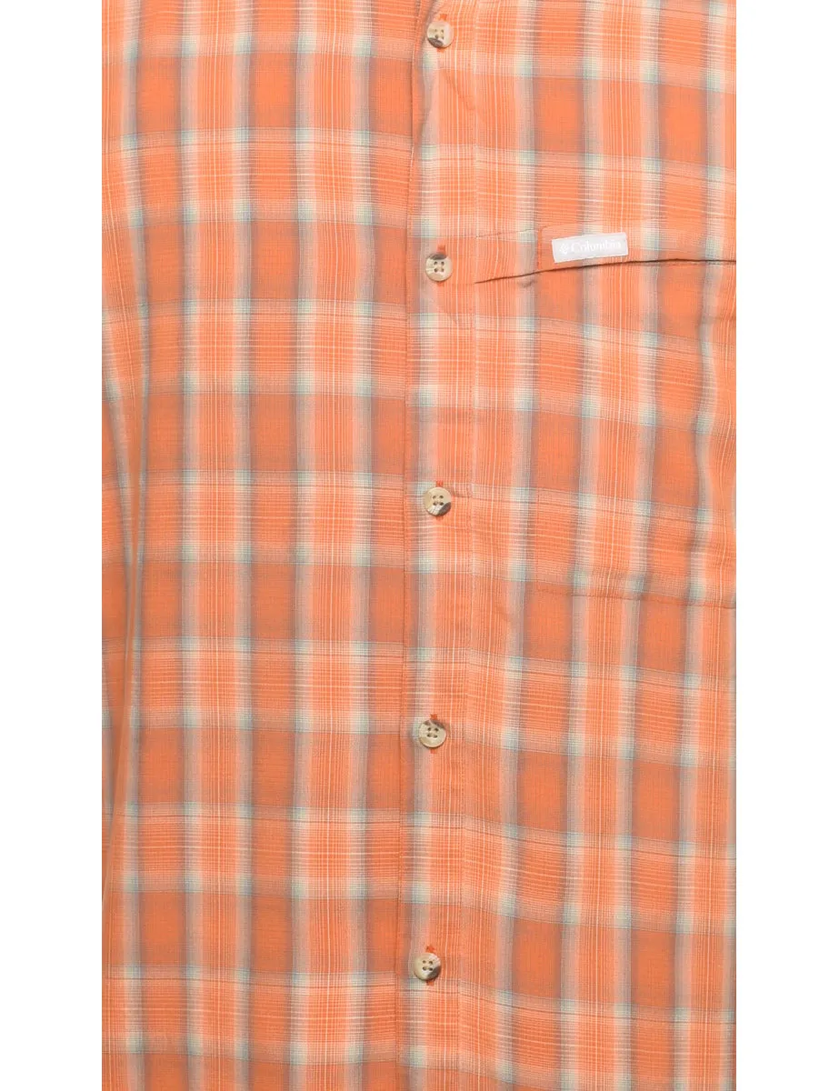 Columbia Checked Orange Short-Sleeve Shirt - XL