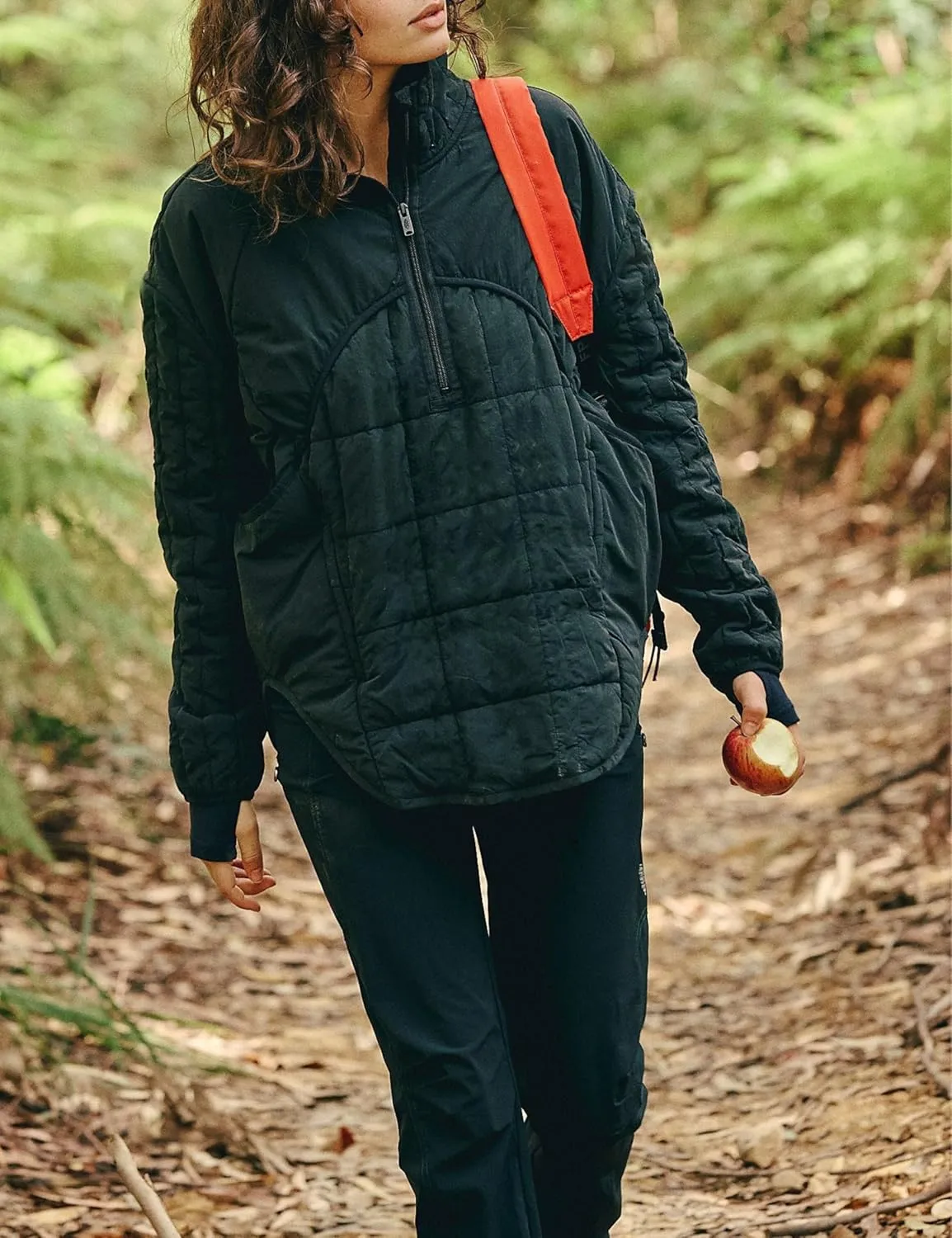 Daacee Oversized Lightweight Quilted Pullover Jacket for Women Casual Half Zip Puffer Jackets Padded Outwear with 4 Pockets