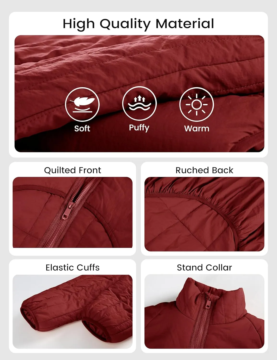 Daacee Oversized Lightweight Quilted Pullover Jacket for Women Casual Half Zip Puffer Jackets Padded Outwear with 4 Pockets