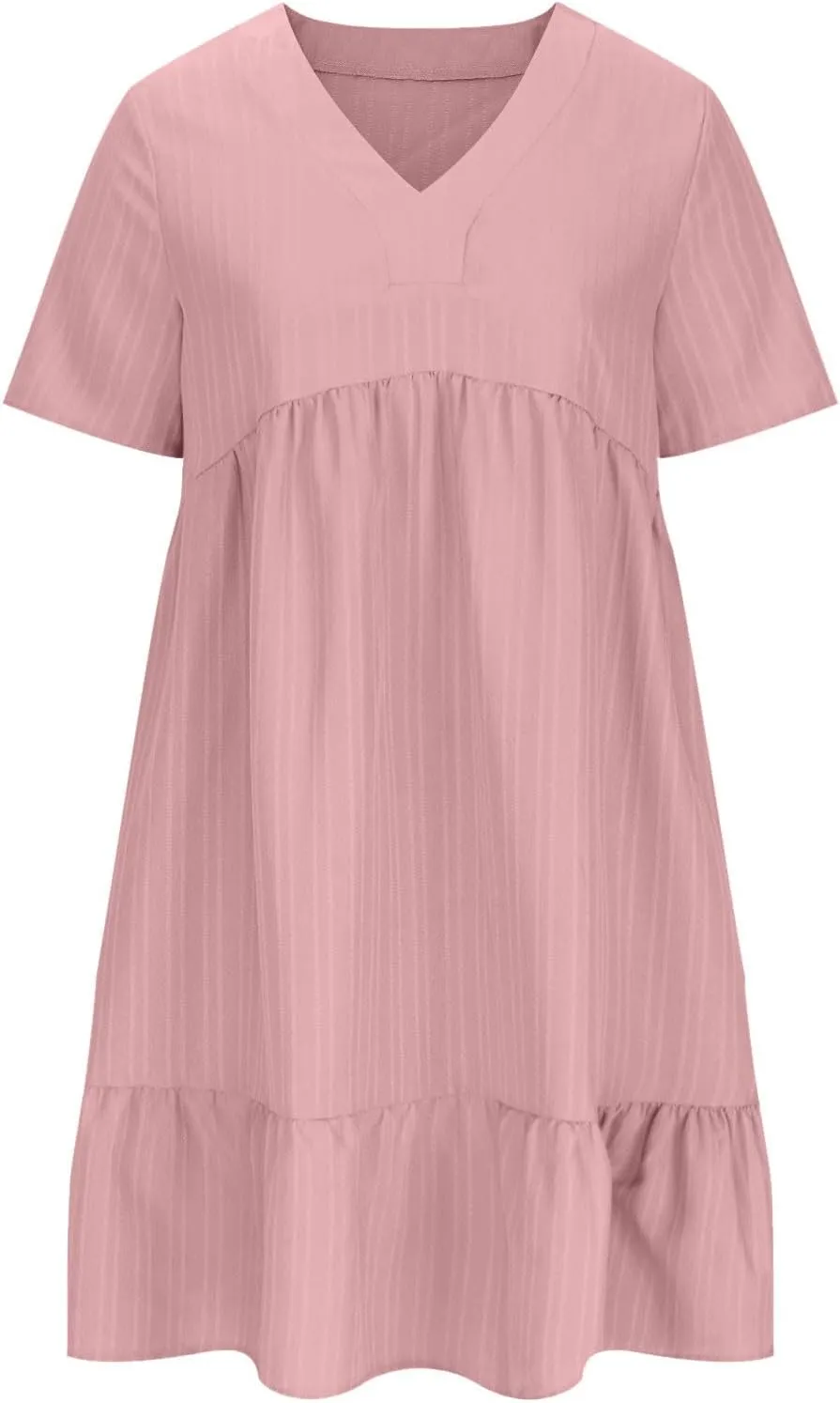 DDAPJ pyju Womens Summer Dresses 2025 V Neck Sleeveless Mini Babydoll Dress Casual Loose Flowy Tiered Beach Vacation Sundress