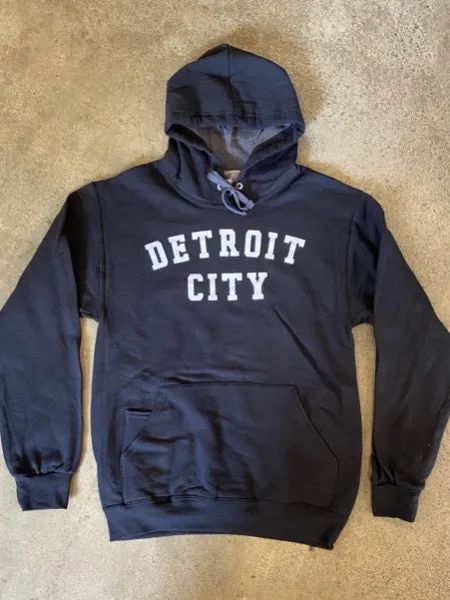 Detroit City Hooded Fleece Pullover / White   Black / Unisex