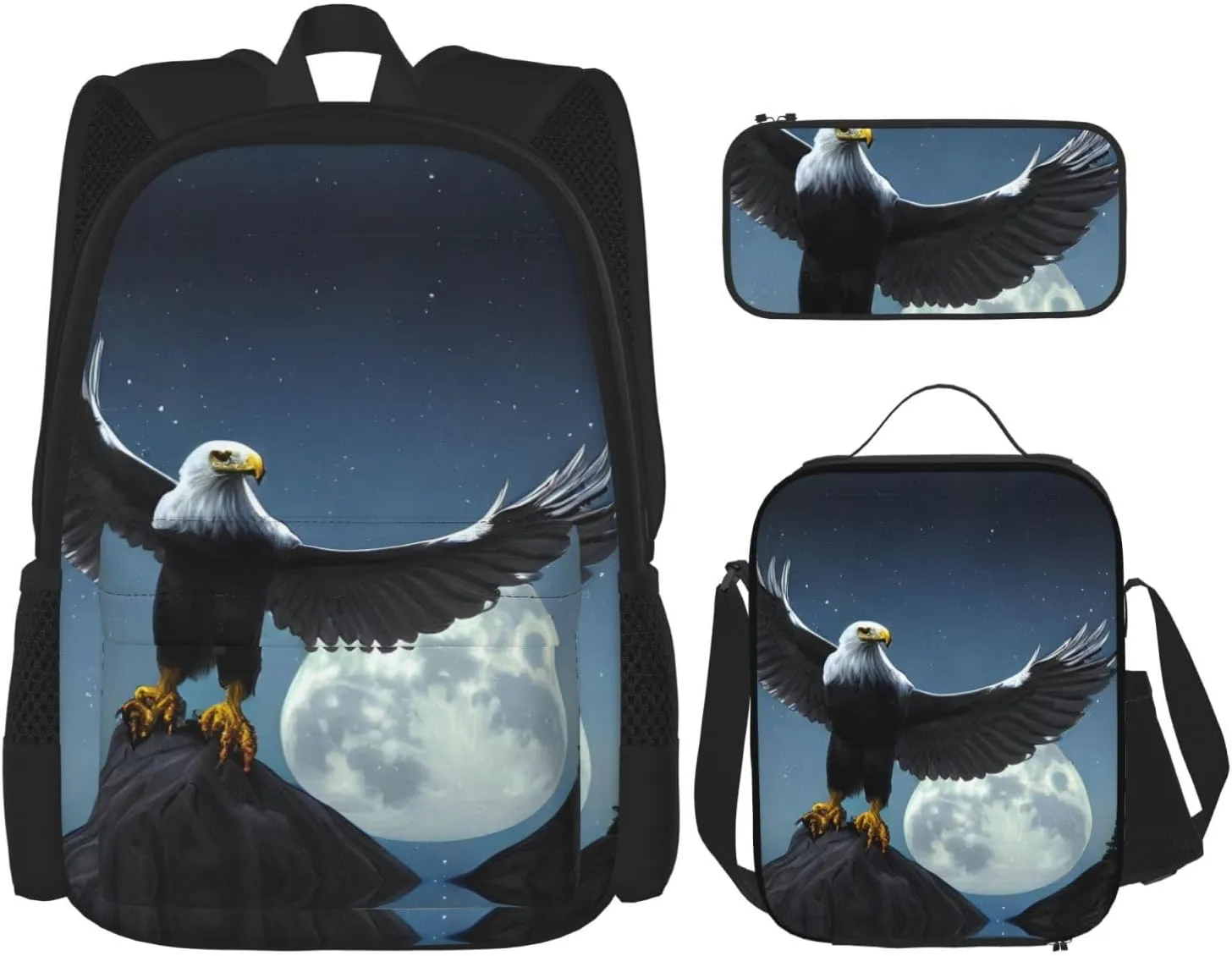 Eagle under the stars Large capacity durable school bag   pencil case   lunch bag, accompany your children to study happily every day
