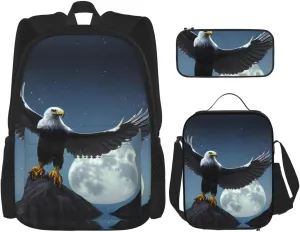 Eagle under the stars Large capacity durable school bag   pencil case   lunch bag, accompany your children to study happily every day