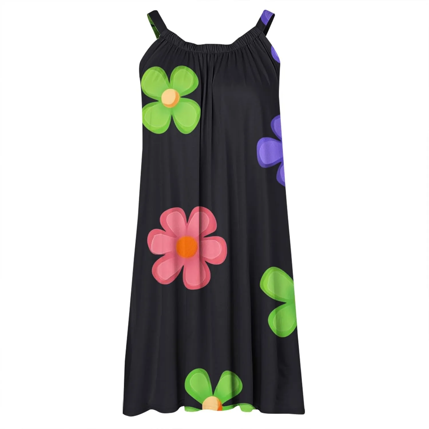 Floral Printed Midi Tank Dress for Women Sleeveless Summer Boho Dresses Loose Fit Beach Cover Ups Sundress