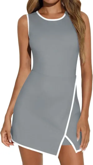 Flowy Dresses for Women,2025 Summer Casual Halter Sundress Sleeveless Flowy Mini Babydoll Tiered Pleated Short Dress