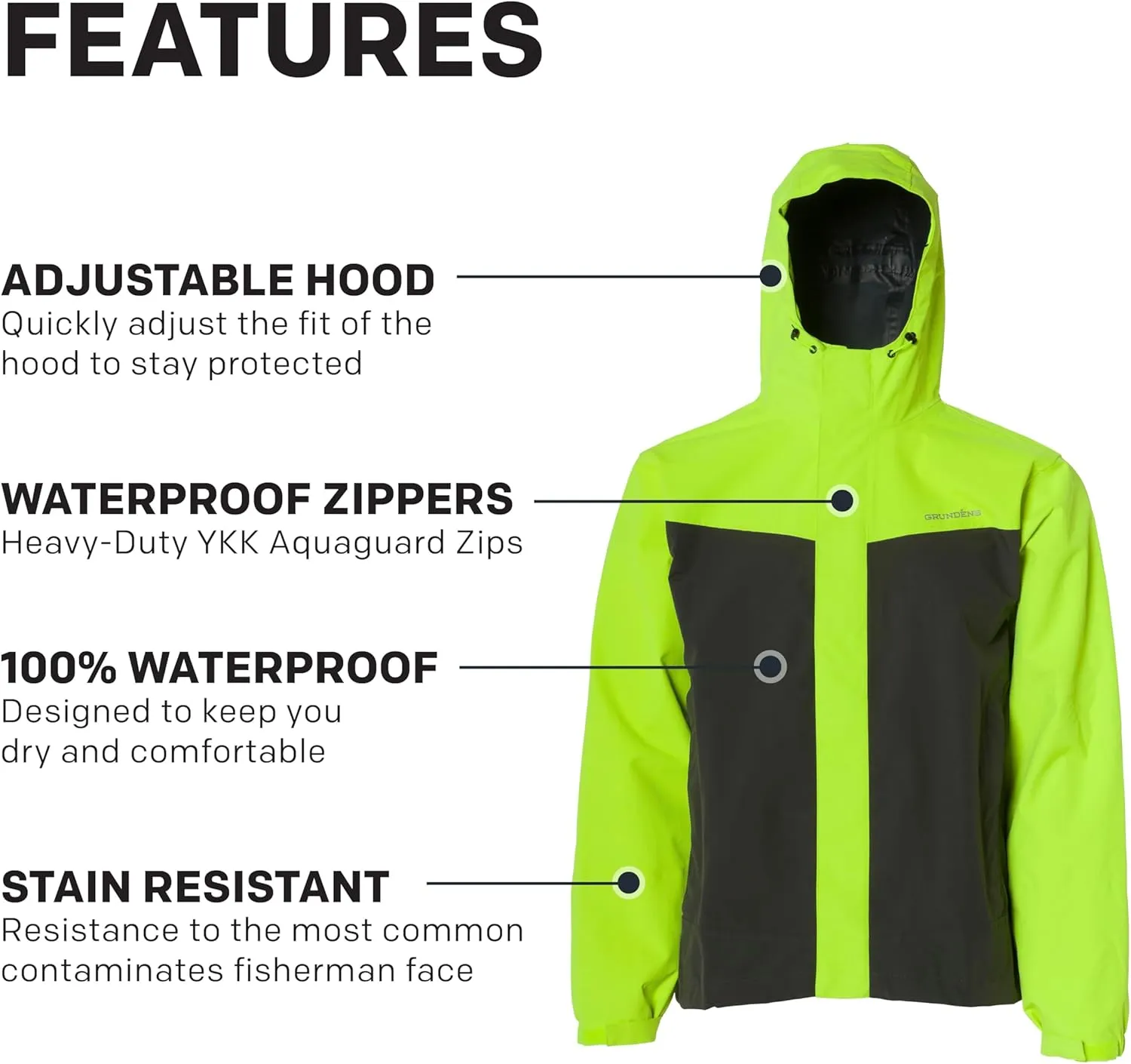 Grundns Mens Full Share Jacket | Waterproof, Breathable