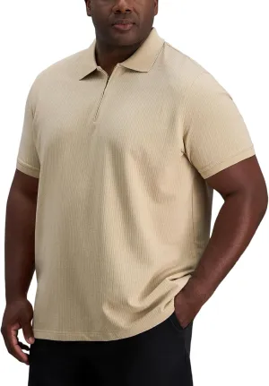 Haggar Men's Premium Comfort Quarter Zip Short Sleeve Polo Shirt