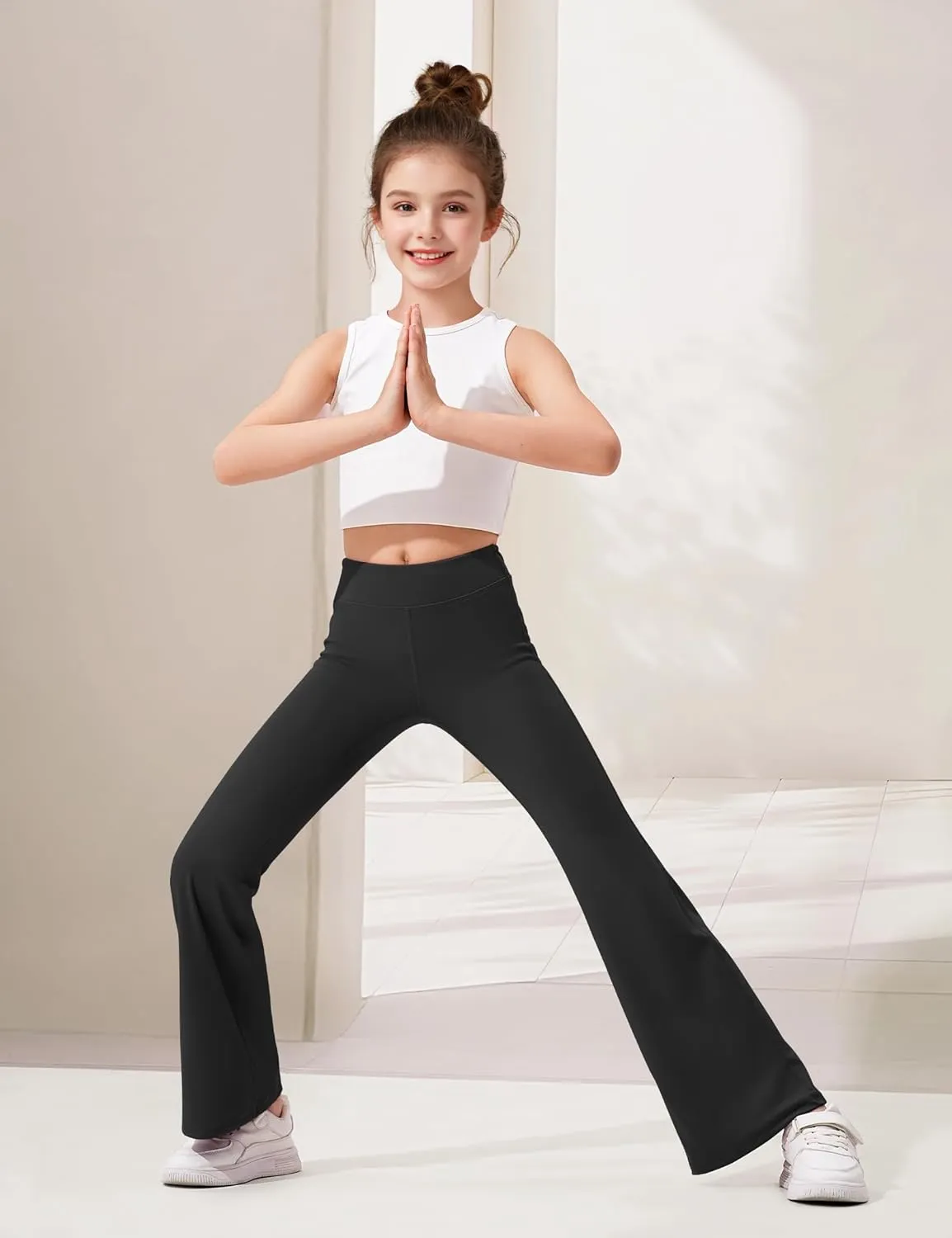 HASMES 3 Pack Girls Flare Leggings Kids Bell Bottom High Waisted Dance Yoga Pants Activewear