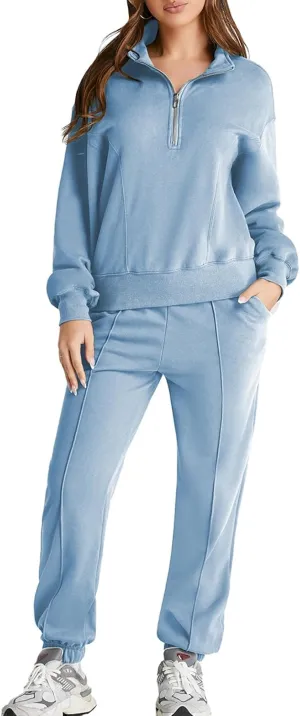 Herseas Women 2 Piece Outfits Sweatsuit Sweatshirt Sweatpants Tracksuit Sweat Lounge Matching Set 2024 Fall Trendy