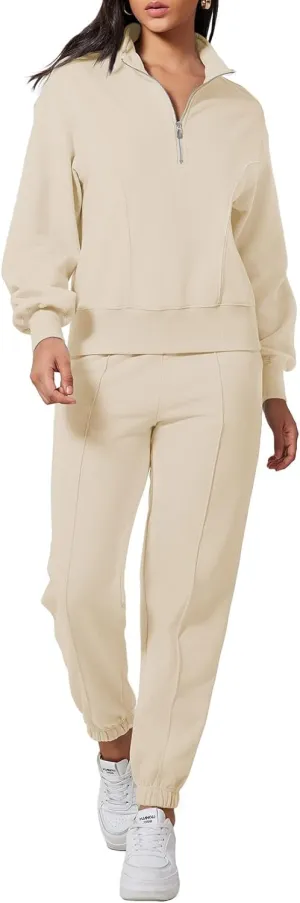 Herseas Women 2 Piece Outfits Sweatsuit Sweatshirt Sweatpants Tracksuit Sweat Lounge Matching Set 2024 Fall Trendy
