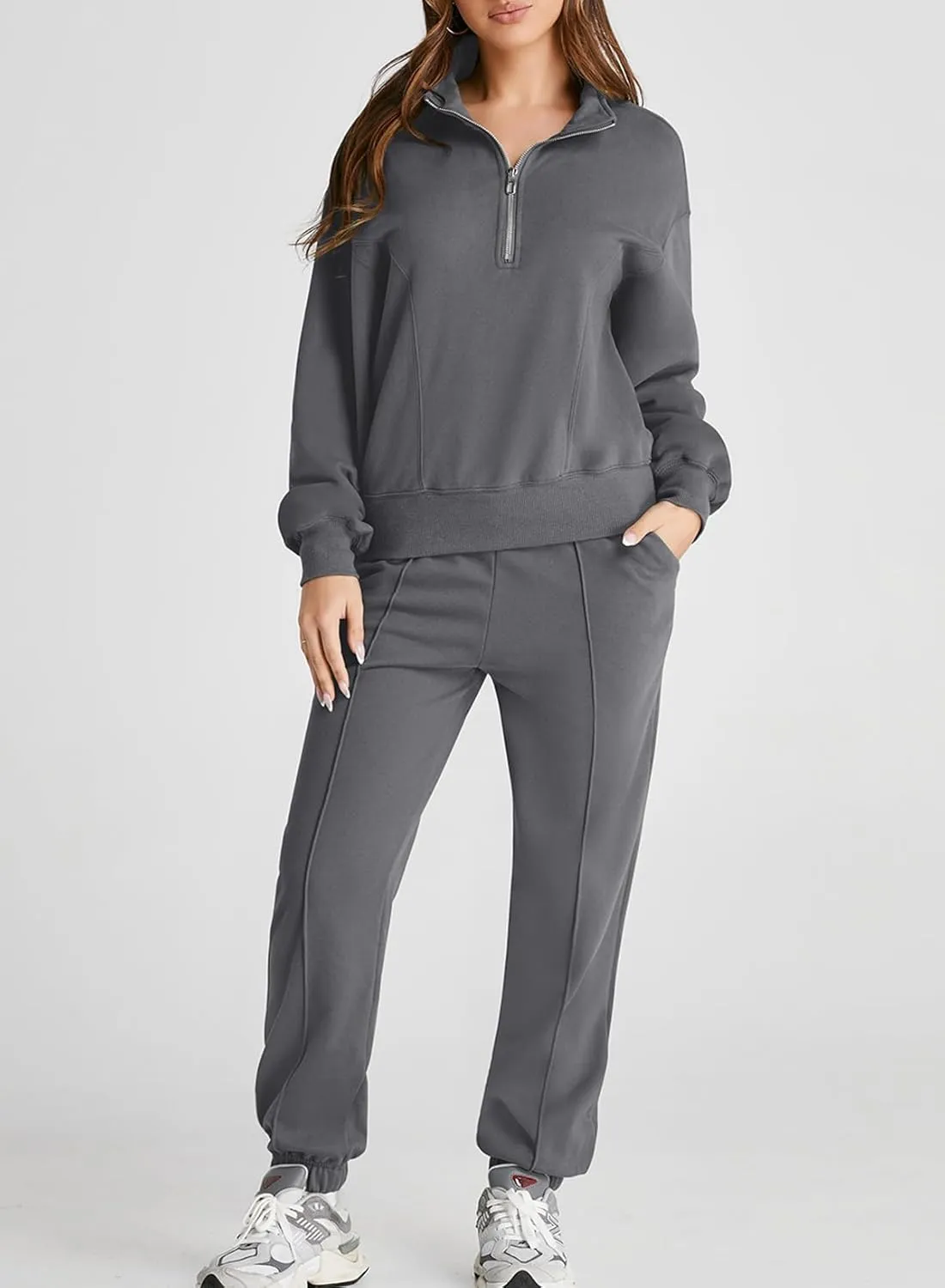 Herseas Women 2 Piece Outfits Sweatsuit Sweatshirt Sweatpants Tracksuit Sweat Lounge Matching Set 2024 Fall Trendy