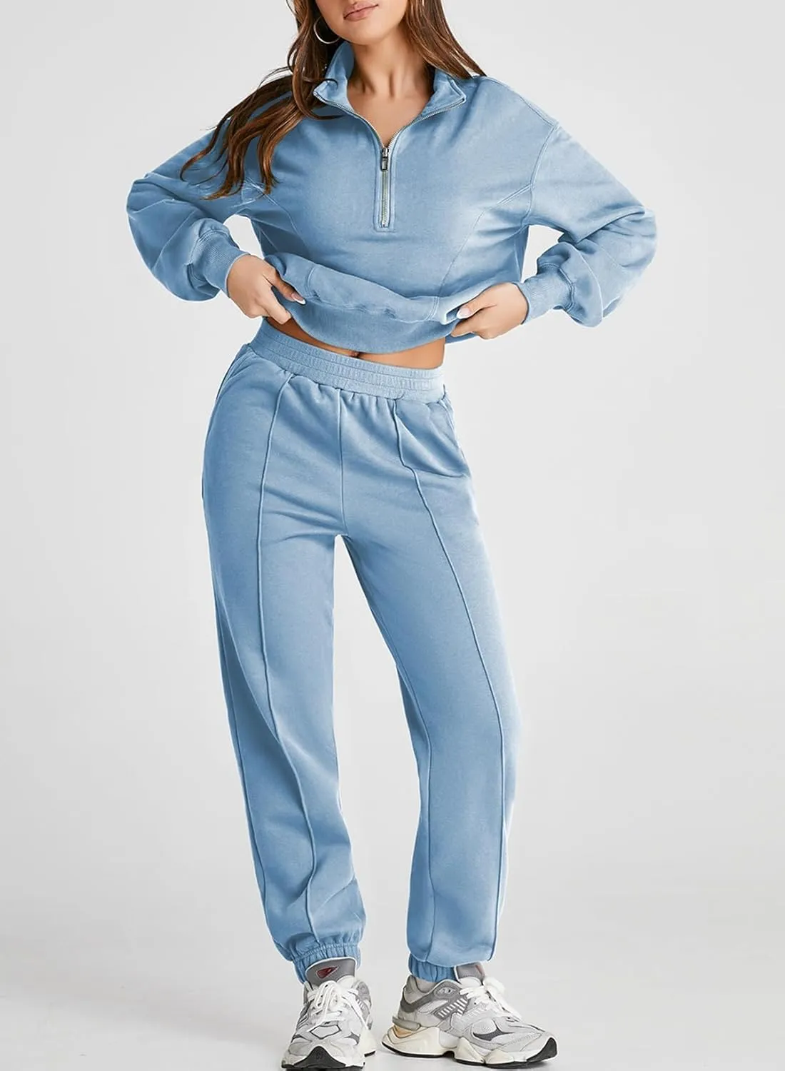 Herseas Women 2 Piece Outfits Sweatsuit Sweatshirt Sweatpants Tracksuit Sweat Lounge Matching Set 2024 Fall Trendy