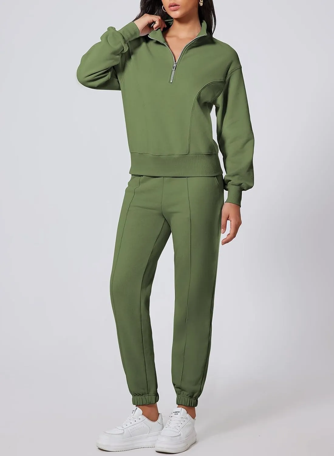 Herseas Women 2 Piece Outfits Sweatsuit Sweatshirt Sweatpants Tracksuit Sweat Lounge Matching Set 2024 Fall Trendy