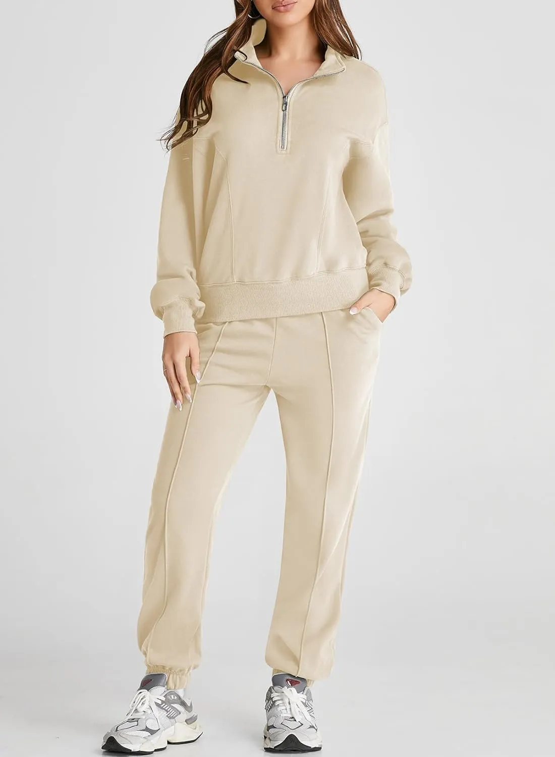 Herseas Women 2 Piece Outfits Sweatsuit Sweatshirt Sweatpants Tracksuit Sweat Lounge Matching Set 2024 Fall Trendy