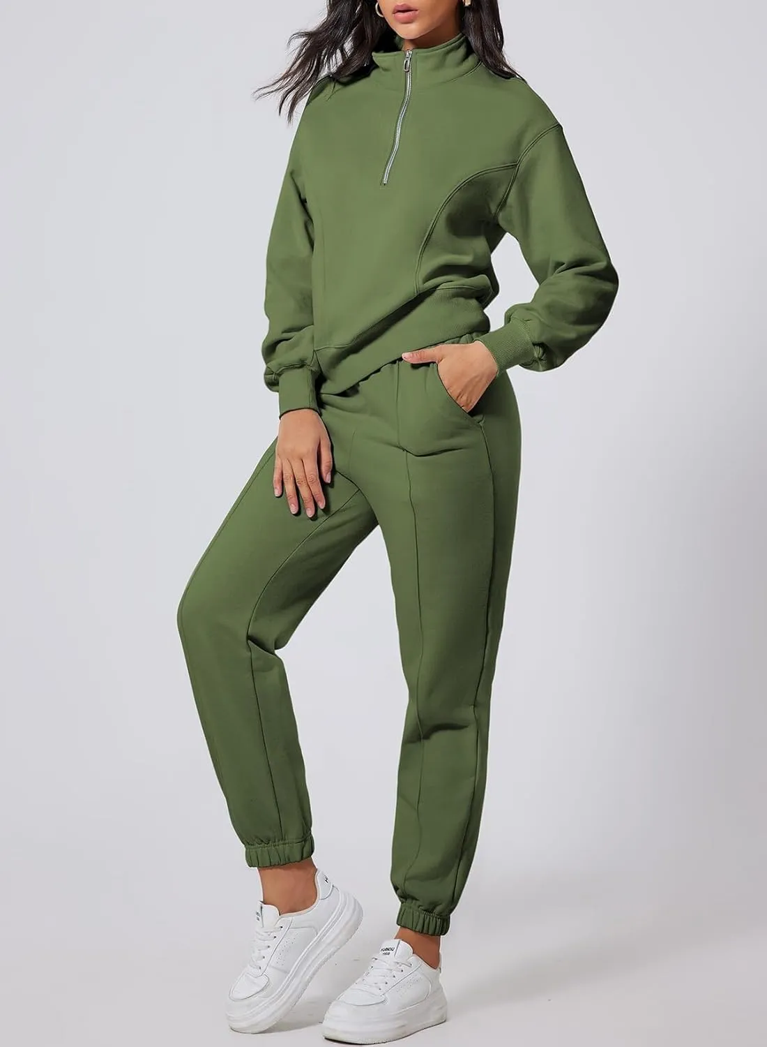 Herseas Women 2 Piece Outfits Sweatsuit Sweatshirt Sweatpants Tracksuit Sweat Lounge Matching Set 2024 Fall Trendy