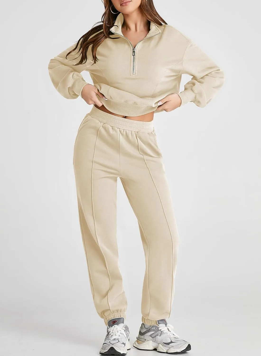 Herseas Women 2 Piece Outfits Sweatsuit Sweatshirt Sweatpants Tracksuit Sweat Lounge Matching Set 2024 Fall Trendy