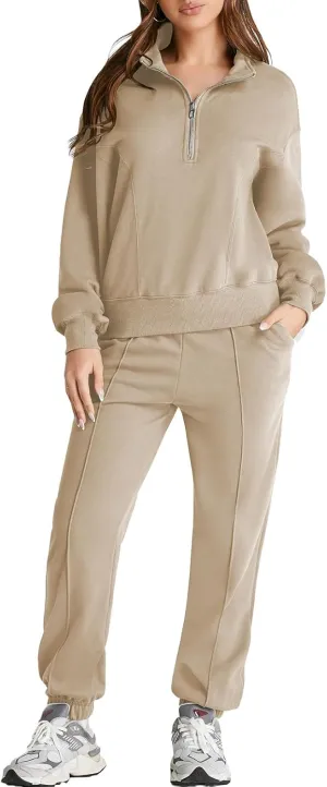 Herseas Women 2 Piece Outfits Sweatsuit Sweatshirt Sweatpants Tracksuit Sweat Lounge Matching Set 2024 Fall Trendy