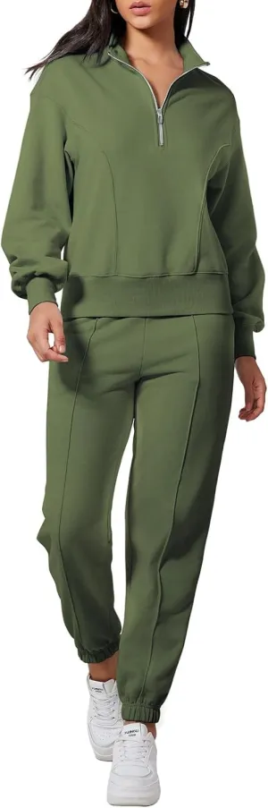 Herseas Women 2 Piece Outfits Sweatsuit Sweatshirt Sweatpants Tracksuit Sweat Lounge Matching Set 2024 Fall Trendy