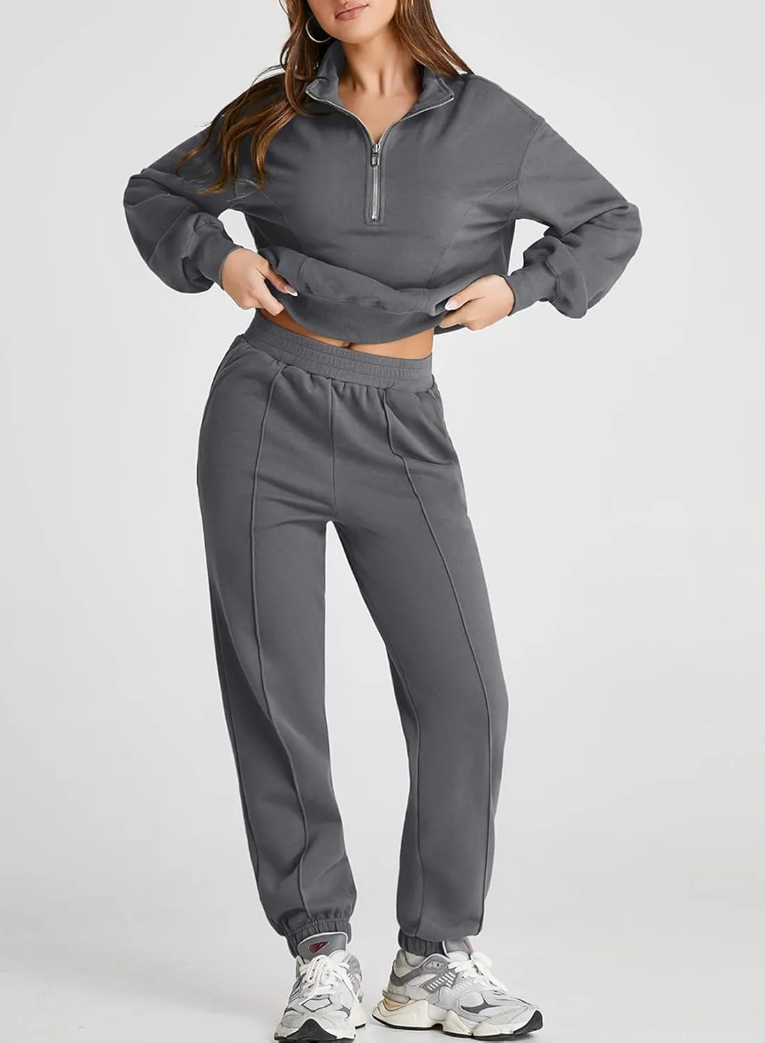 Herseas Women 2 Piece Outfits Sweatsuit Sweatshirt Sweatpants Tracksuit Sweat Lounge Matching Set 2024 Fall Trendy