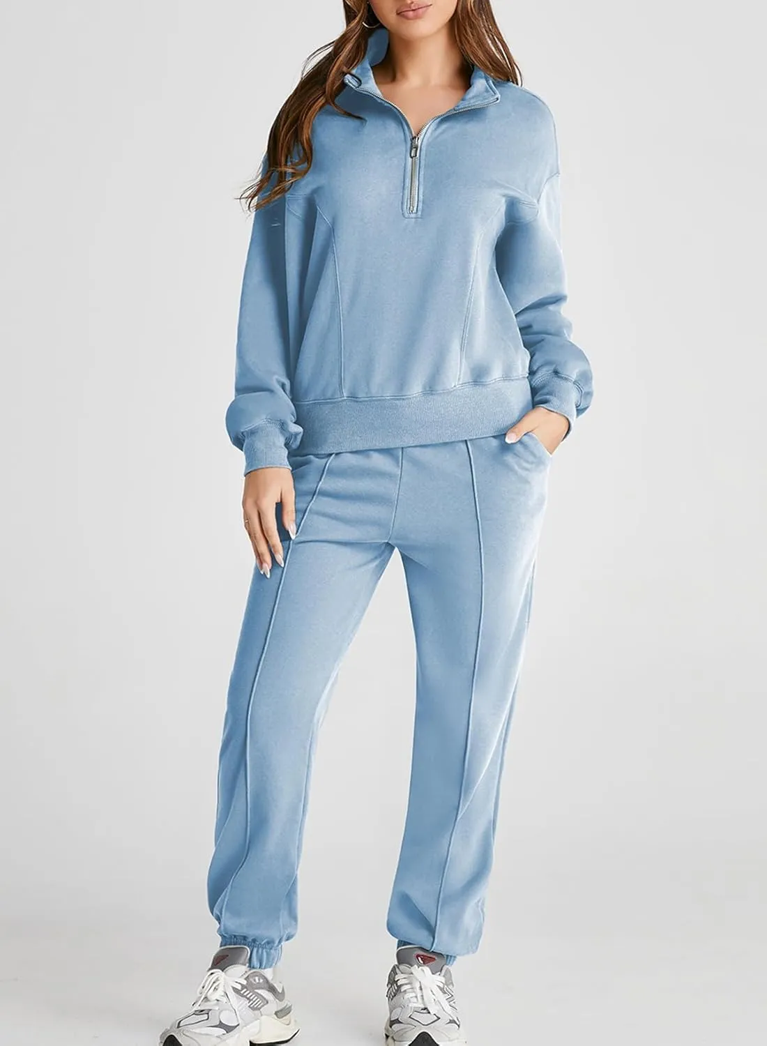 Herseas Women 2 Piece Outfits Sweatsuit Sweatshirt Sweatpants Tracksuit Sweat Lounge Matching Set 2024 Fall Trendy