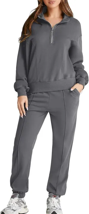 Herseas Women 2 Piece Outfits Sweatsuit Sweatshirt Sweatpants Tracksuit Sweat Lounge Matching Set 2024 Fall Trendy