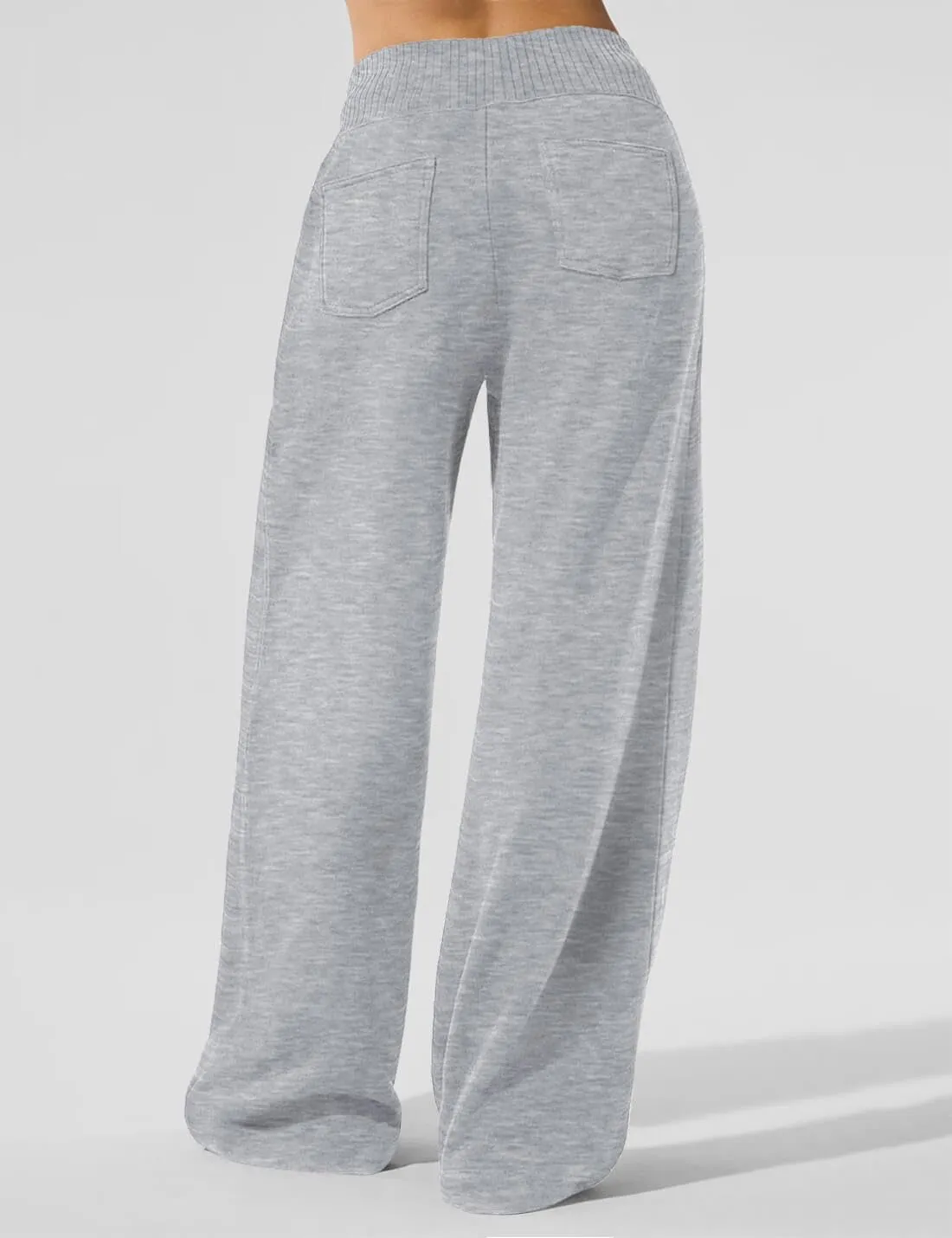 HeSaYep Womens Wide Leg Sweatpants 2025 Ribbed High Waist Straight Leg Baggy Sweat Pants with 4 Pockets