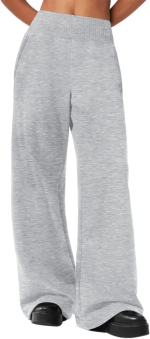 HeSaYep Womens Wide Leg Sweatpants 2025 Ribbed High Waist Straight Leg Baggy Sweat Pants with 4 Pockets