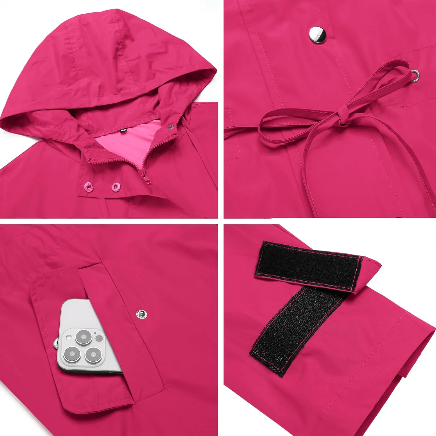 IN'VOLAND Plus Size Rain Jackets For Women Waterproof Rain Coats with Hood Lightweight Windbreaker Outdoor Trench Coat