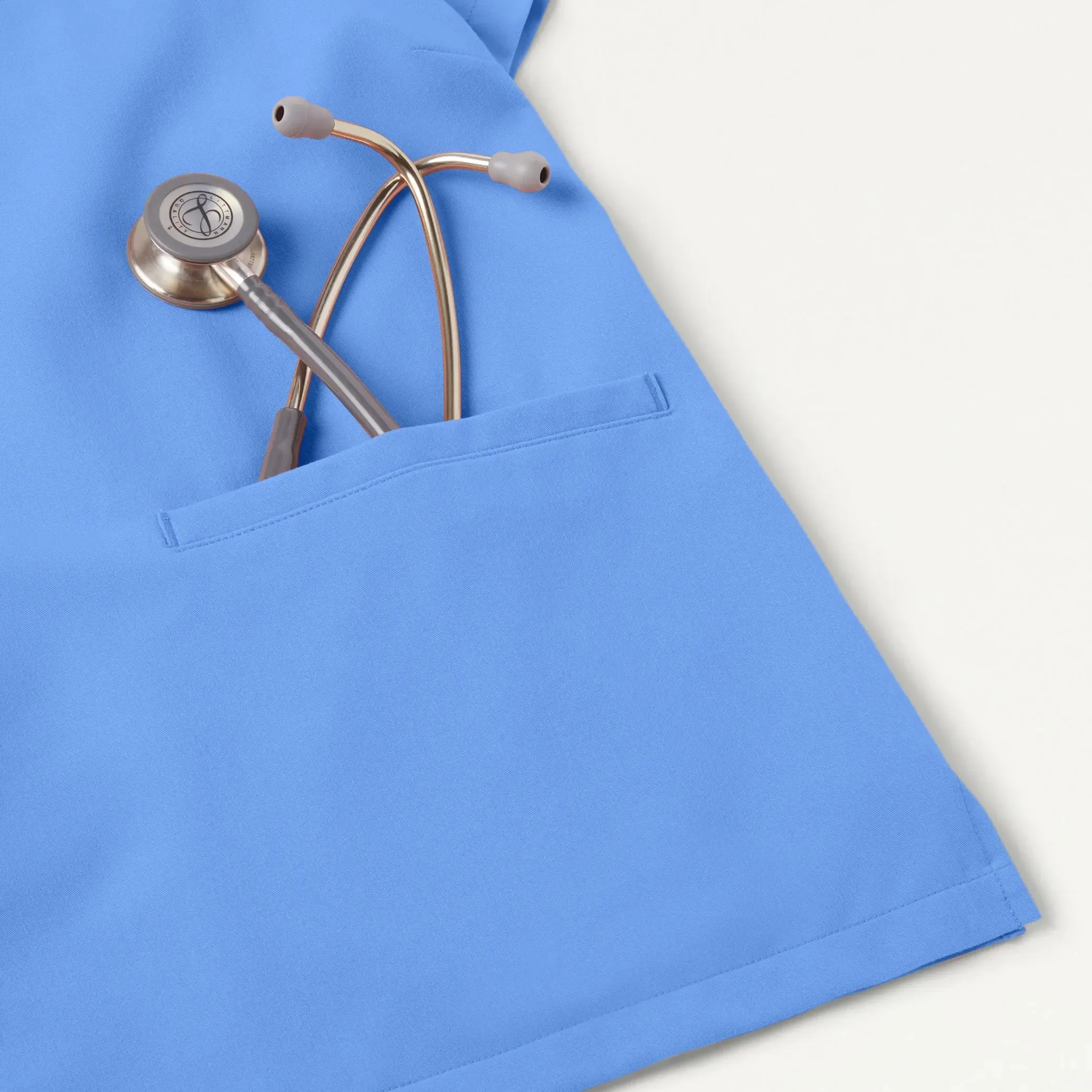 Jaanuu Women's Helia Slim Notched V-Neck Scrub Top - Ceil Blue