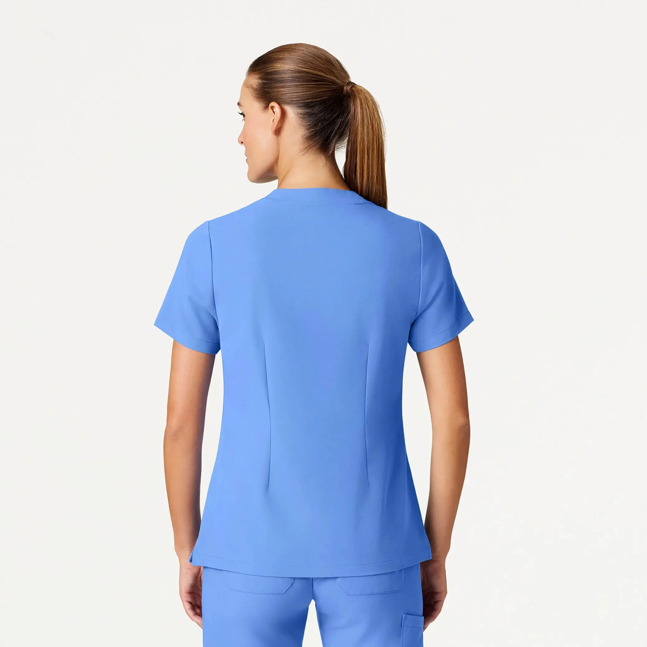 Jaanuu Women's Helia Slim Notched V-Neck Scrub Top - Ceil Blue