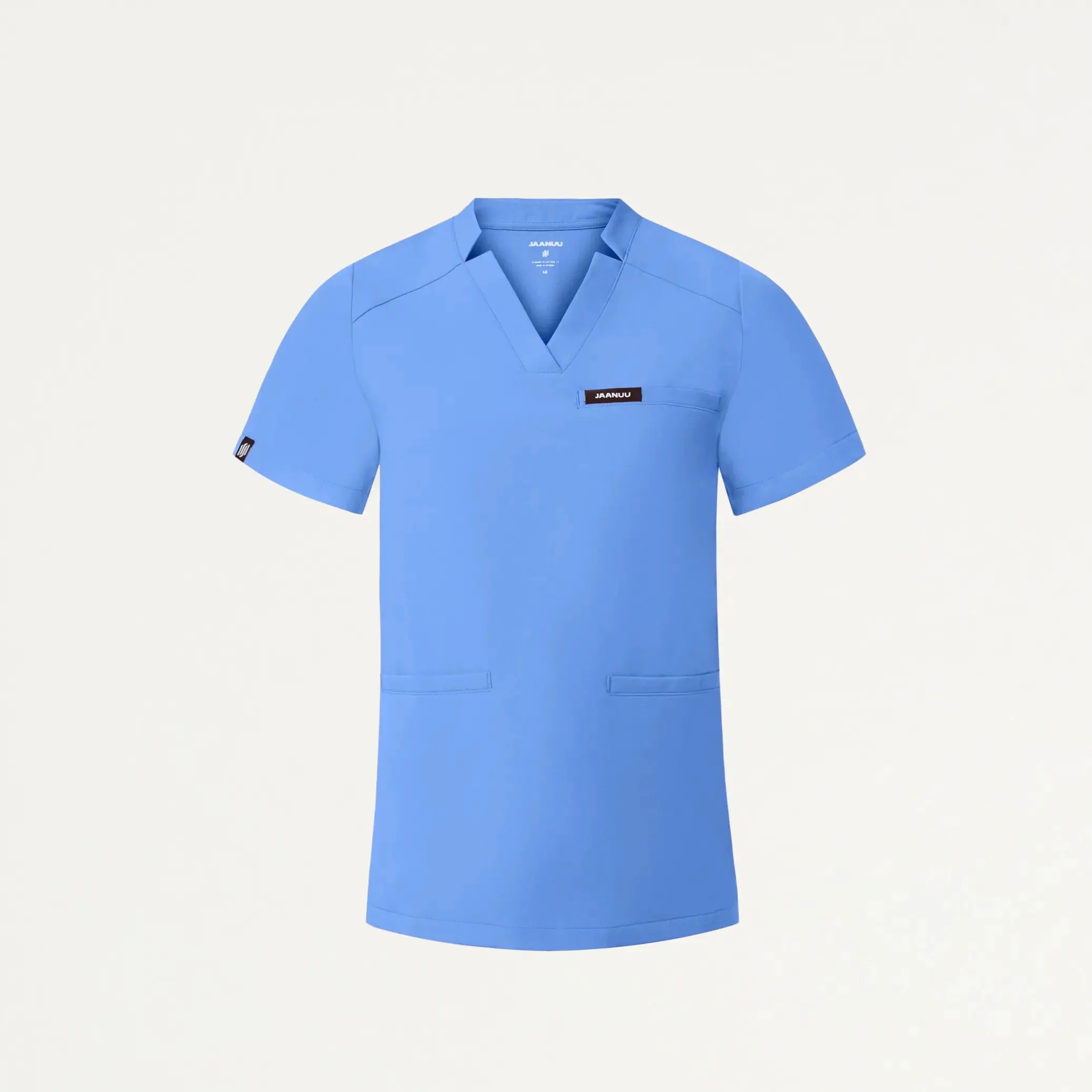 Jaanuu Women's Helia Slim Notched V-Neck Scrub Top - Ceil Blue