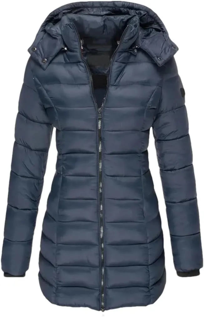 JNKIHAPOT Women's Winter Cotton Coat Medium-Length Slimming Smooths Your Silhouette Padded Jacket Warm Down Coat