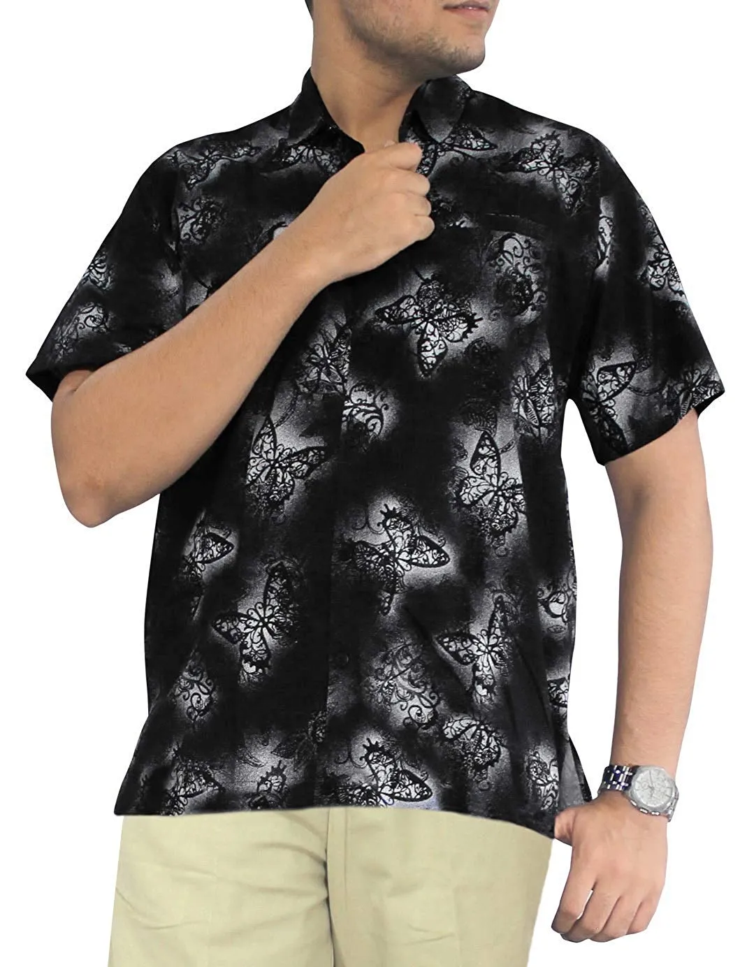 LA LEELA Shirt Casual Button Down Short Sleeve Beach Shirt Men Pocket Brasso 3