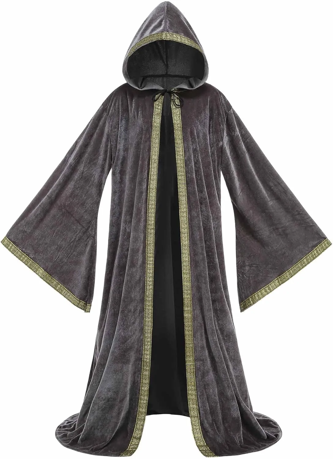 LMYOVE Adult Wizard Robe Costume Full Length Velvet Cloak with Hood Men Halloween Christmas Costume