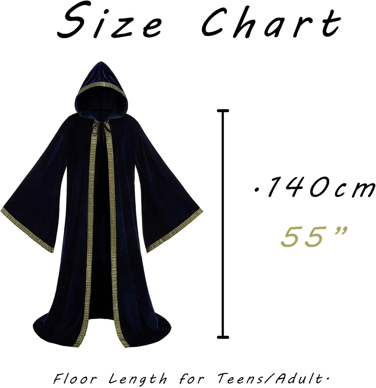 LMYOVE Adult Wizard Robe Costume Full Length Velvet Cloak with Hood Men Halloween Christmas Costume