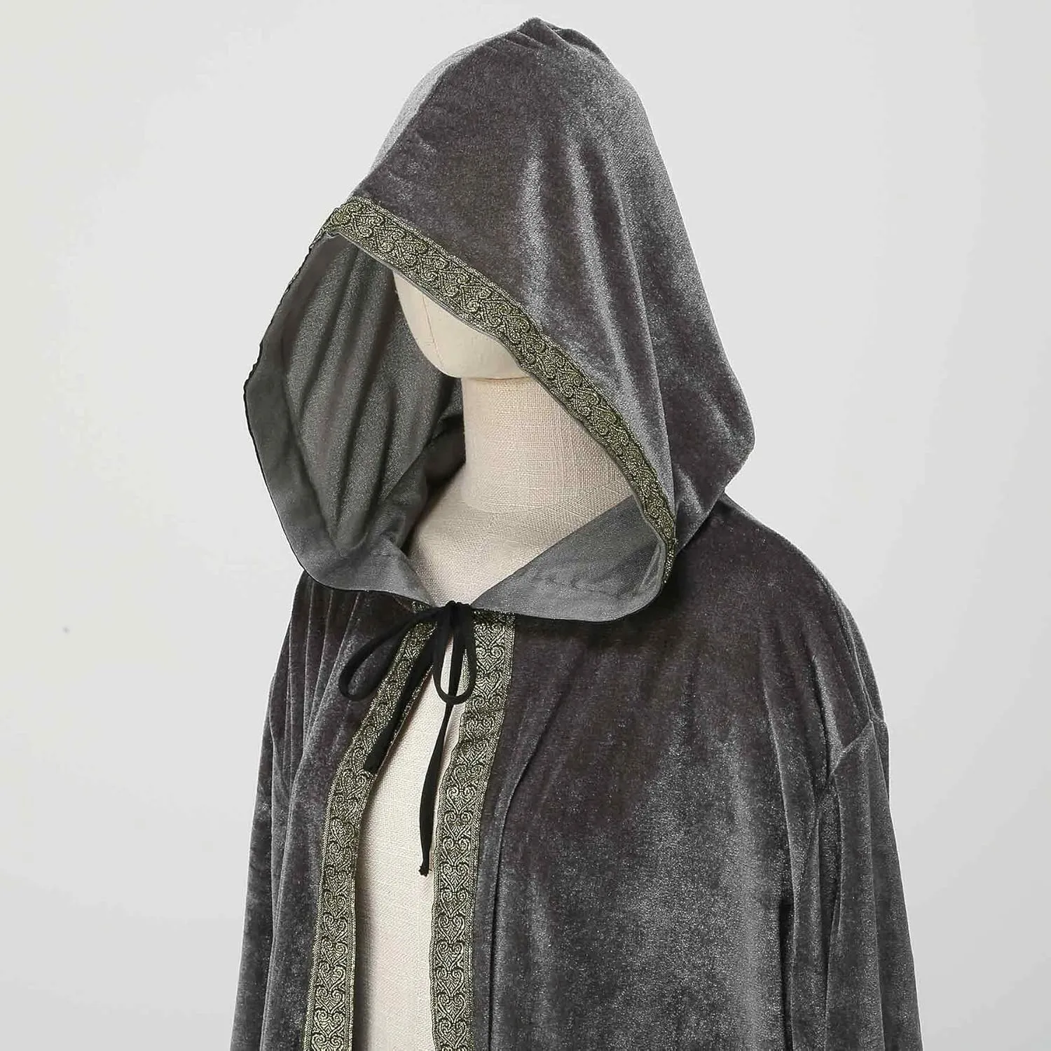 LMYOVE Adult Wizard Robe Costume Full Length Velvet Cloak with Hood Men Halloween Christmas Costume