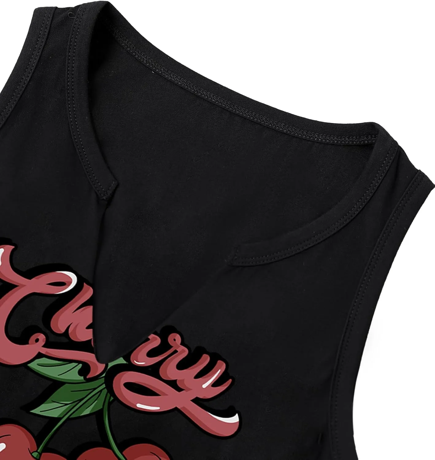LovelyWholesale Graphic Crop Tank Tops for Women Sexy Summer V Neck Tank Tops