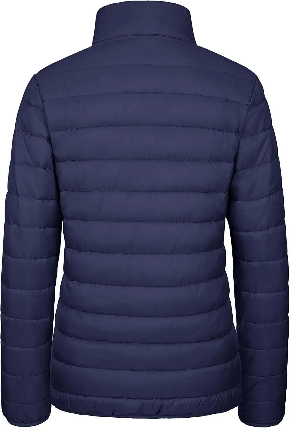 MAGCOMSEN Women's Puffer Jacket Lightweight Quilted Padded 4 Pockets Zip-up Stand-collar Winter Fleece Coat