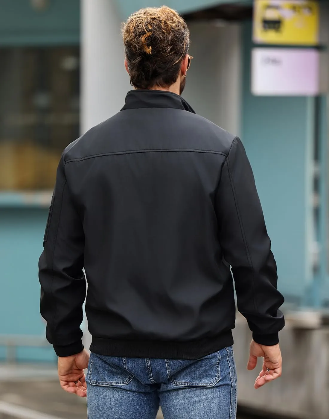 Men's Bomber Jacket Lightweight Casual Windbreaker Jackets Zip Up Coat