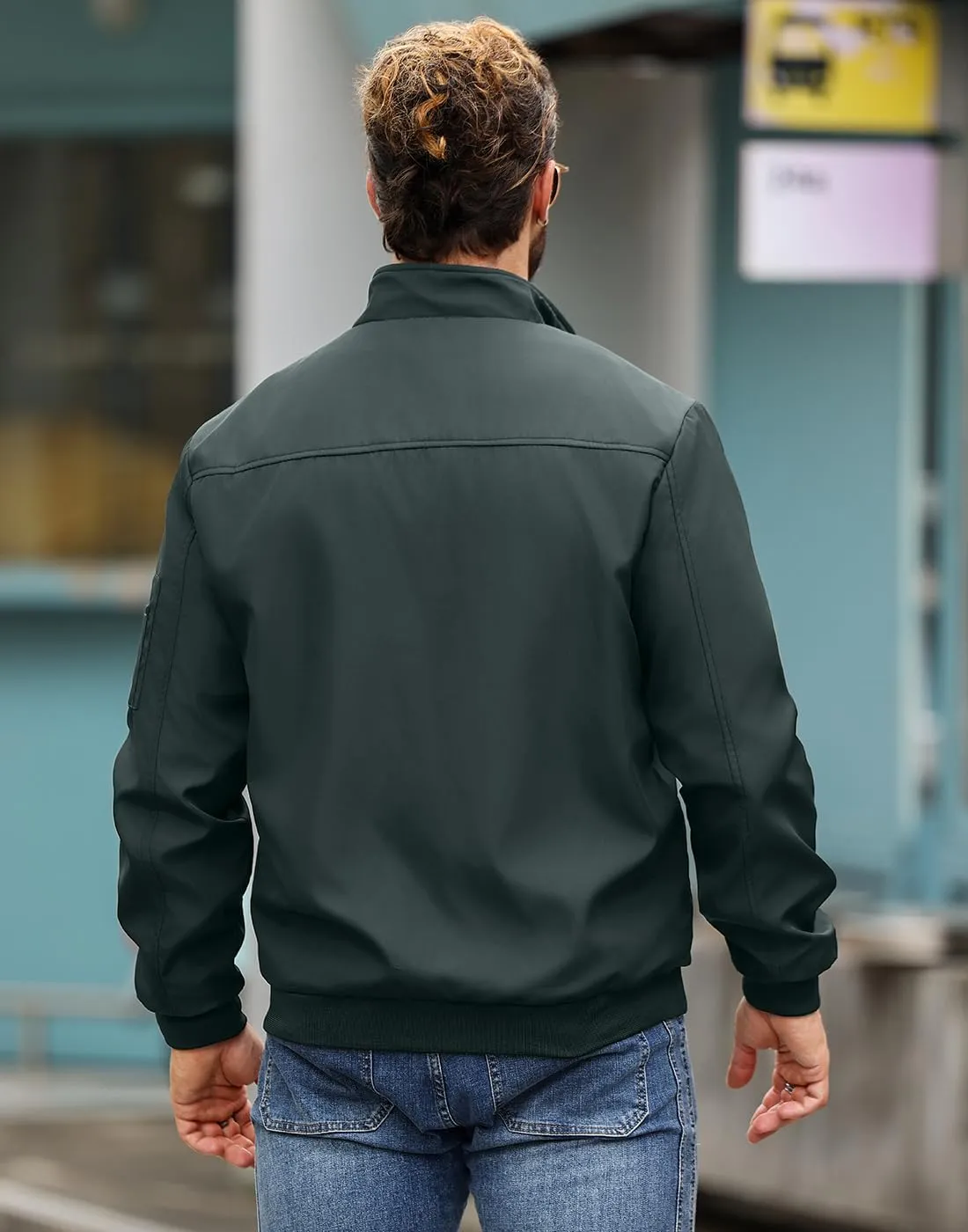 Men's Bomber Jacket Lightweight Casual Windbreaker Jackets Zip Up Coat
