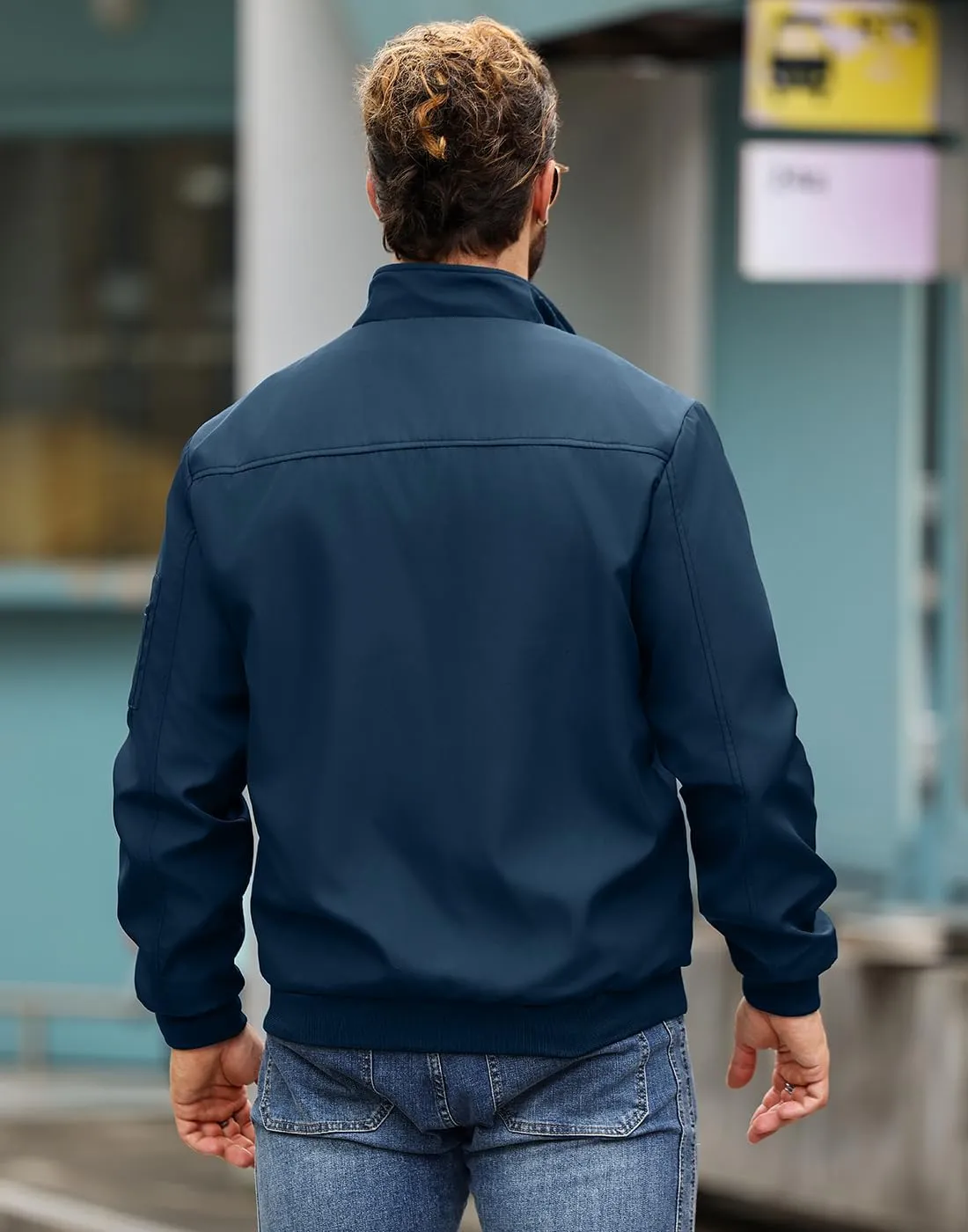 Men's Bomber Jacket Lightweight Casual Windbreaker Jackets Zip Up Coat