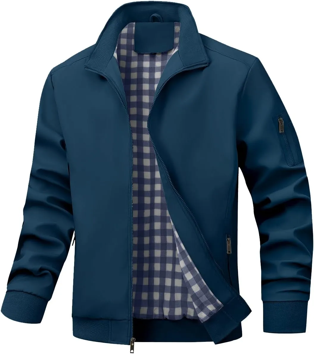 Men's Bomber Jacket Lightweight Casual Windbreaker Jackets Zip Up Coat